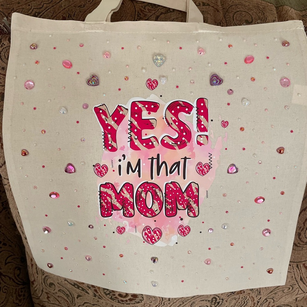 Pink and White Tote Bag